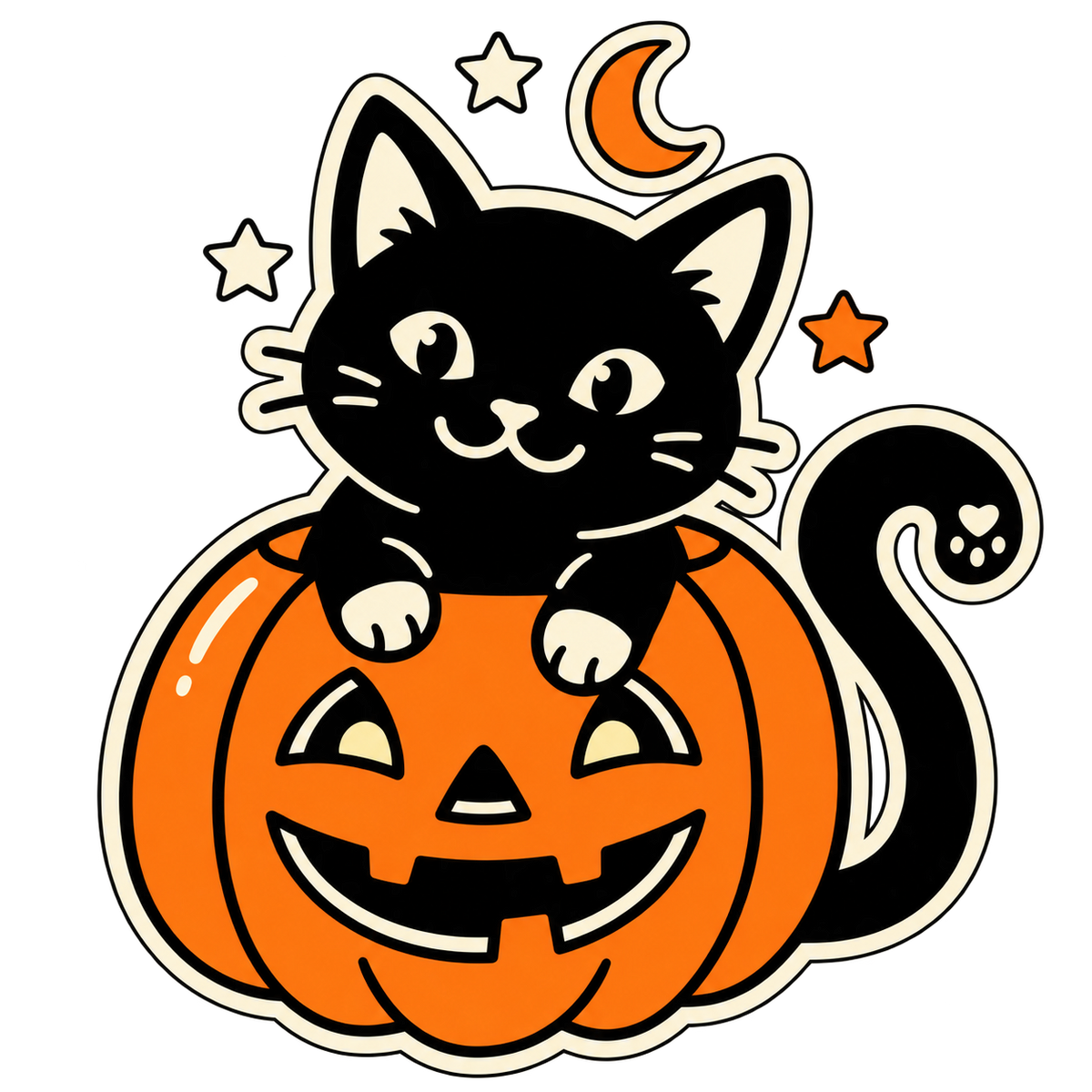 Pumpkin Prowler: a playful black kitten and jack-o-lantern from Beanie After Dark.